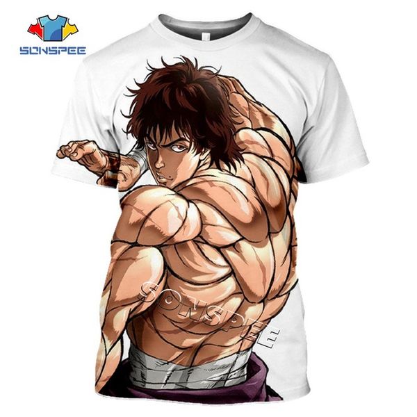 

summer comic grappler baki japan boxing men anime 3d print shirts aesthetic harajuku plus size men clothing