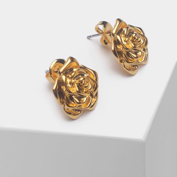 

amorita boutique vintage exquisite petal stud earrings, Golden;silver