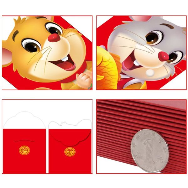 

6pcs/set 2020 chinese new year red money envelope year of the rat packet bags h4gd