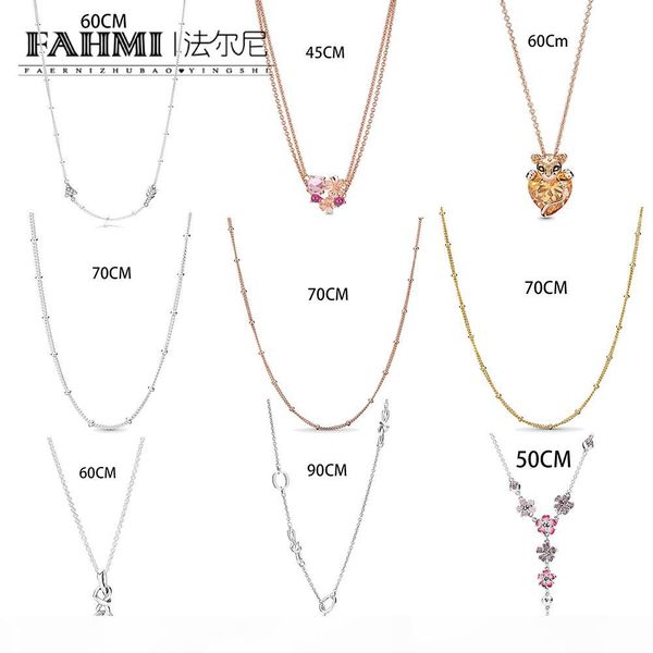 

fahmi 100% 925 sterling silver peach blossom lioness hearts arrow fresh and elegant charm women's necklace ing