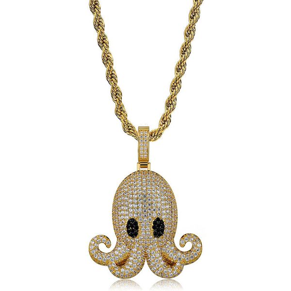 

ocs pendant necklace with chain fashion mens hip hop jewelry micro pave zircon animal iced out necklace, Silver