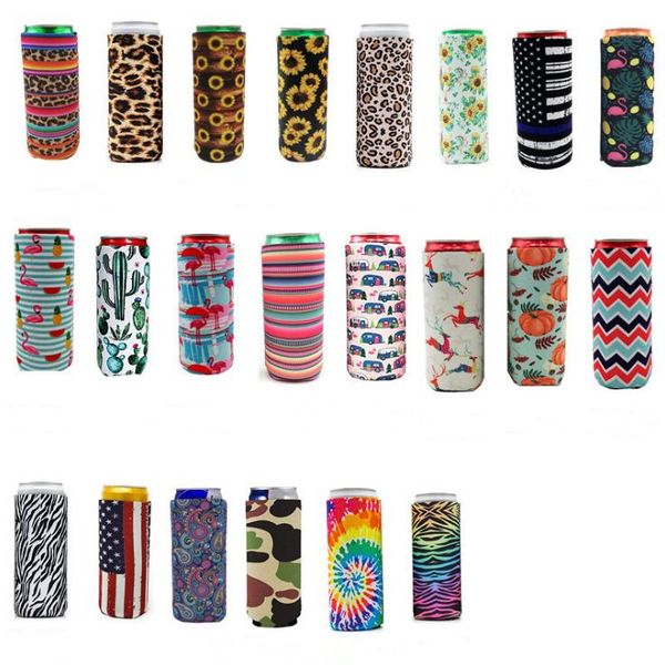 

slim can beer sleeves insulators neoprene beverage cooler cover collapsible cola soda bottle koozies cactus leopard can sleeve dhf695