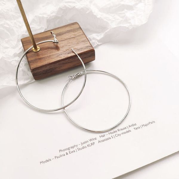 

20 luxury 925 silver circle earrings wild fashion temperament earrings female personality simple and explosive hypoallergenic earrings, Golden