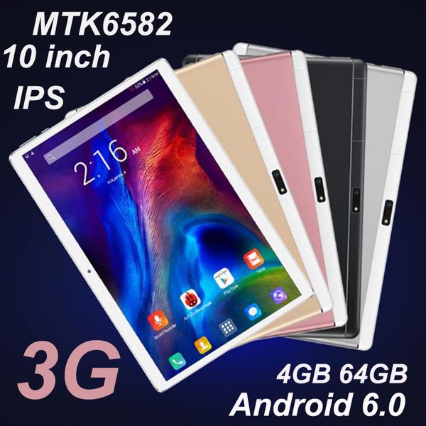 2021 Новый планшетный ПК Высокое качество Octa Core 10 дюймов MTK6582 IPS Емкостный сенсорный экран Dual SIM 3G таблетки телефонов PCS Android 5.1 1 ГБ 16 ГБ MQ10