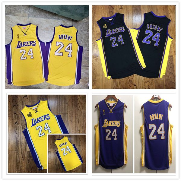 

los angeles lakers kobe bryant men 2009 champions patch hardwood classics basketball jersey, Black