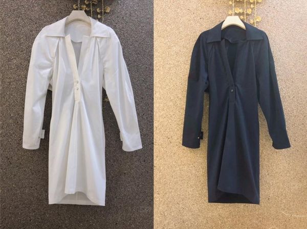 

2020 new ladies fashion long sleeve lapel cutout belt dress 0808, Black;gray