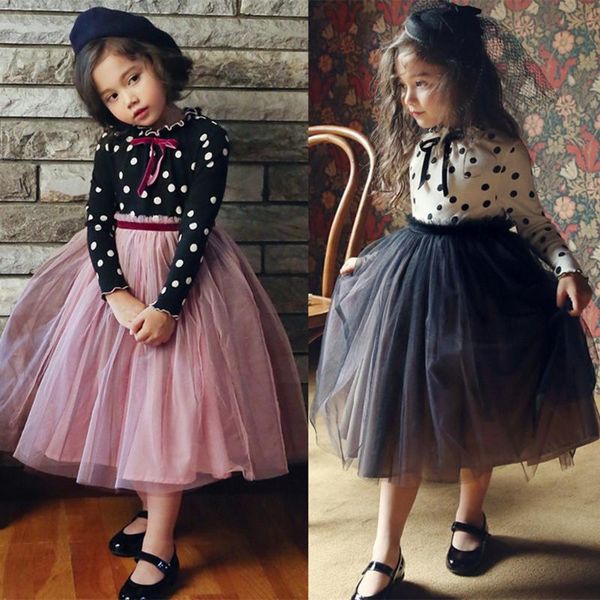 

girls winter dress polka-dot full sleeve girls casual clothes kids dresses for princess new year party children clothing, Red;yellow