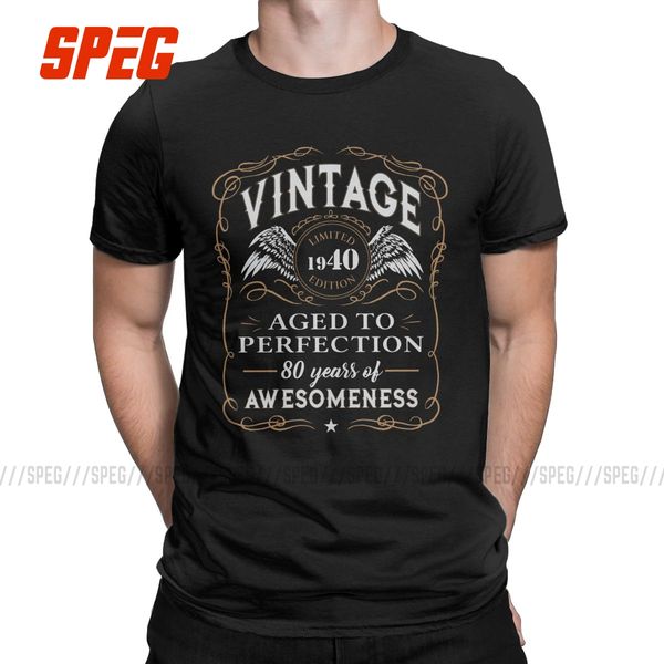 

men t-shirt 80th birthday gift limited 1940 edition vintage 100% cotton tee short sleeve 80 years old t shirts clothing present