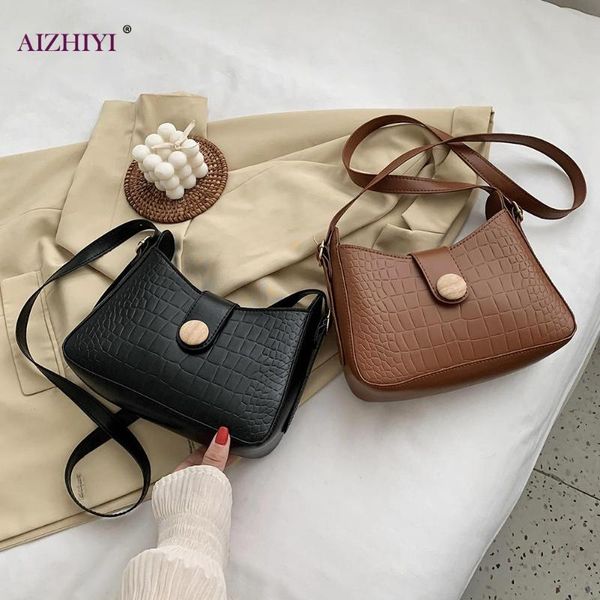 

vintage alligator pu crossbody bag women solid shoulder elegant handbags