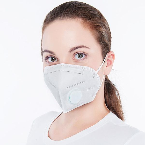 

DHL Free Ship KN95 White Face Masks 5-Layer With Breathing Valve Disposable Fabric Dustproof Windproof Respirator Anti-Fog Outdoor Mask
