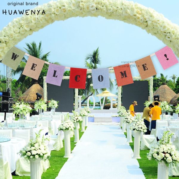 

welcome colorful cotton linen square large flag party wedding opening decorative pendant color flag color flagcotton linen bunting oyome oyo