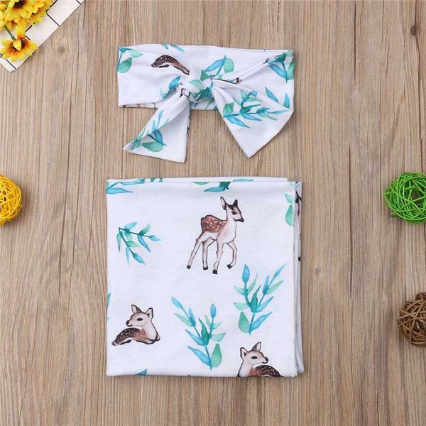 

0-12m newborn baby cute swaddle blanket sleeping swaddle muslin wrap+headband 2pcs