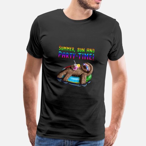 

sloth summer sun and party time t shirt men printed 100% cotton o-neck unique famous casual summer letters shirt