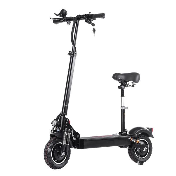 

foldable es10 2000w dual motor 23.4ah 52v 10 inch met seat 70 km/h speed 80km distance max loading 200kg, Silver;blue