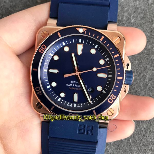 

zw quality instruments 42mm br 03-92 diver br0392-d-bu-br-lgs blue dial japan miyota 9015 automatic mens watch aisi316l case sport watches, Slivery;brown