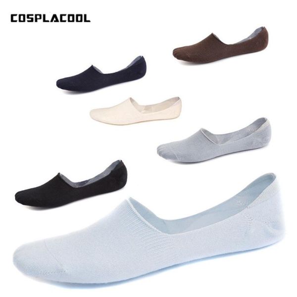 

cosplacool]man invisible socks boat socks men super shallow mouth breathable meais candy color calcetines hombre, Black