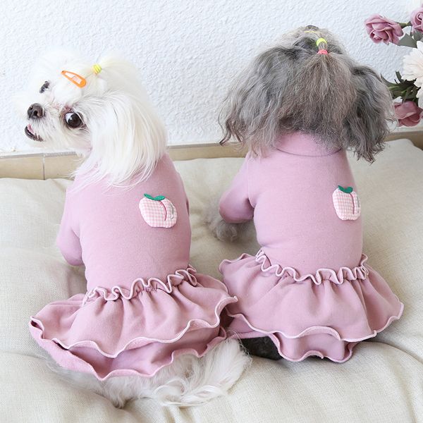 

cute peach winter small dog puppy princess dress pet cat tutu skirt dog puppy jacket coat chihuahua hoodie clothes