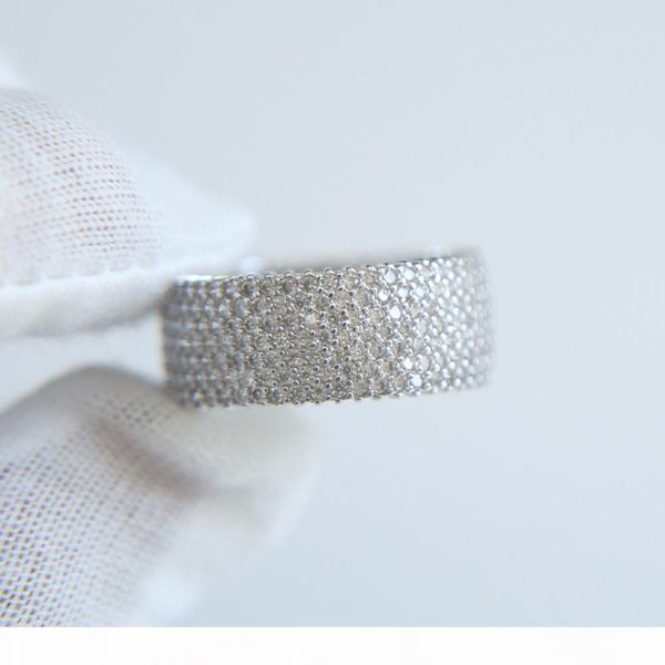 

anillos fashion geometric men designer wide band iced out hip hop bling mens color sparking micro pave ring, Silver