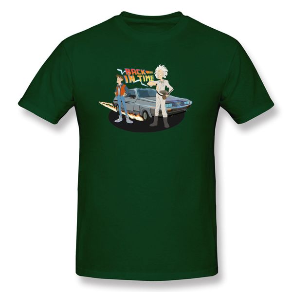 

new design car printed t shirts back in time o neck 100% cotton men's tees april fool day funny cartoon tee men