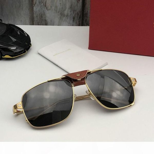 

popular fashion men vintage designer sunglasses mascot square 18k gold metal combination frame anti-uv400 lens and blue box 1060, White;black