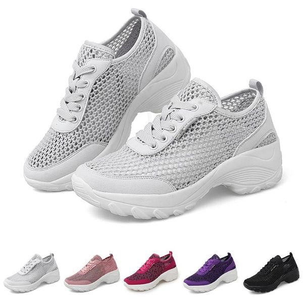 

2020 summer shoes women flats shoes breathable platform flats female lace-up mesh outdoor leisure casual sneakers d2, Black