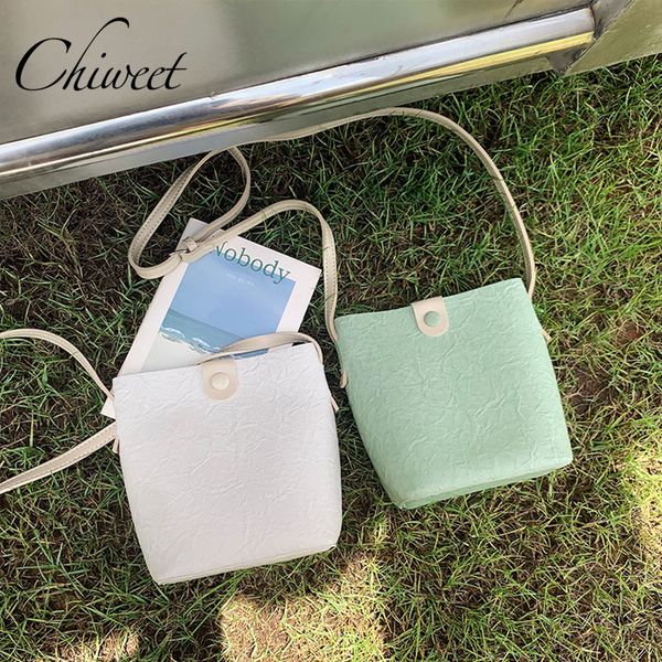 

chic pleated leather luxury handbags designer small bucket bag casual women messenger bags brand fresh simple girls shoulder bag