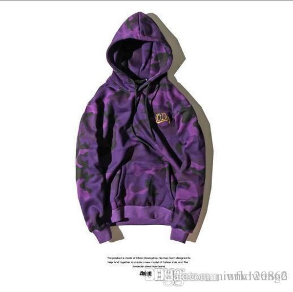 

west coast tide brand street american purple camouflage men and women students couple hooded plus cashmere sweater coat hoodie, Black