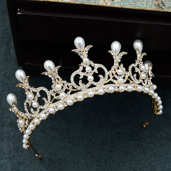 

bride crown headdress birthday princess crown wedding wedding dress with accessories, Golden;silver