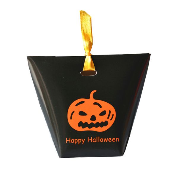 

5 pcs candy bag pumpkin with ribbon biscuits handle party halloween gift pouch
