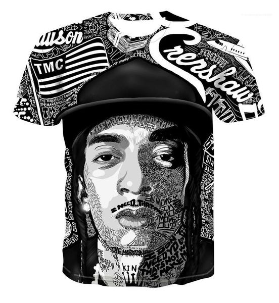 

digital printed short sleeve crew neck loose fashion male clothing summer mens designer personality tshirts hip hop style 3d, White;black