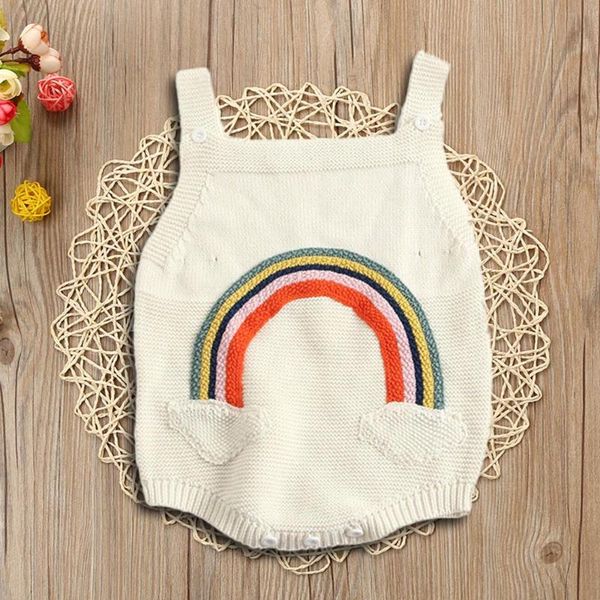 

summer jumpsuit newborn baby girl boy knitted jumpsuit rainbow overall dress for toddler girl baby and boy, Blue