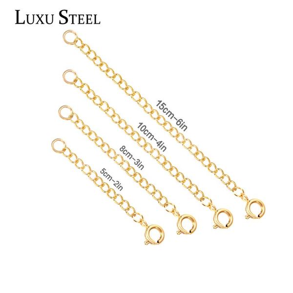 

luxusteel 8pcs sets extender chains jewelry gold silver color tail chain stainless steel diy necklaces accessories party