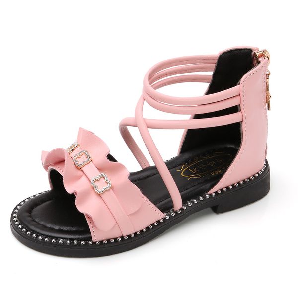 

shoes for girl summer 2020 new fashion flower rhinestone gladiator princess shoes little girl 3  5 6 7 8 9 10 11 12 years, Black;red
