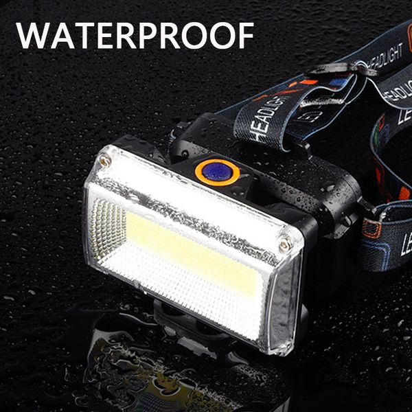

powerful cob led headlamp dc rechargeable head lamp torch headlight 18650 battery waterproof hunting fishing hunting climbing