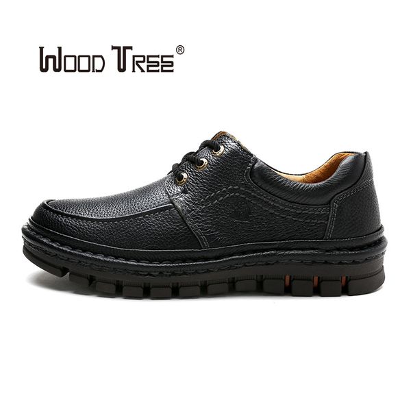 

woodtree leather hiking shoes breathable outdoor hiking shoes sports men's, Black