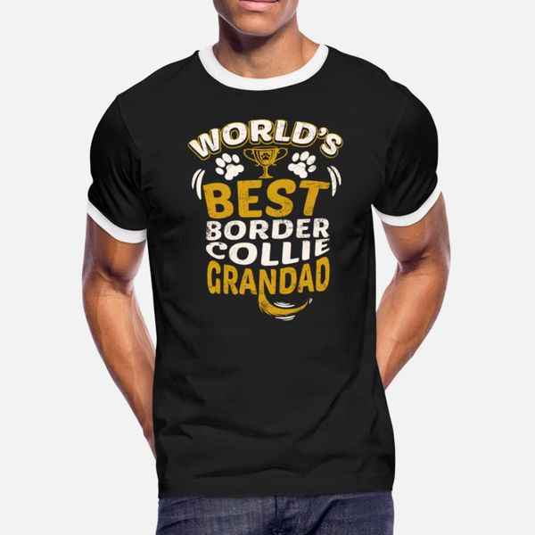

world's border collie grandad t shirt men knitted 100% cotton plus size 3xl vintage fitness humor summer family shirt
