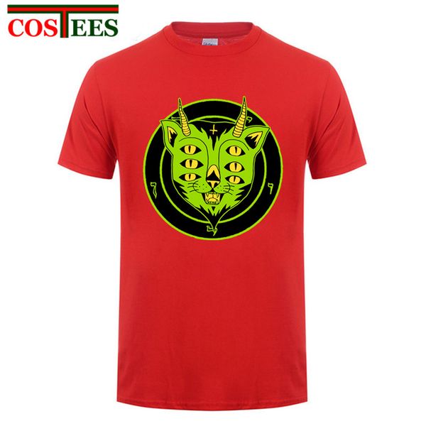 

funny t shirt men comic eyes satanic cat pre-cotton new casual monster alien tshirt mens o-neck popular leisure t-shirt