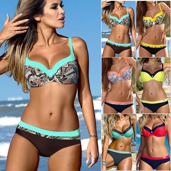 

сексуальная multicolor printed rhinestone бикини большие s-2xl swimwear bikini beach set 2 swimwear sexy rhinestone бюстгальтер и трусики на, Red;black