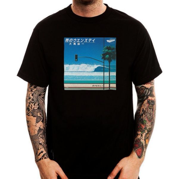 

2019 men's fashion hipster tees summer mens t shirt japanese retro wave old school vinyl cover funny cotton tee