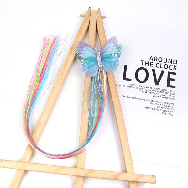 

baby girls butterfly shining wig braid hairpin colorful barrettes sequins for kids headwear hair clips pins, Slivery;white