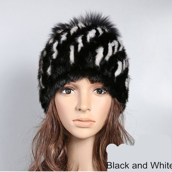 

real hat knitted autumn winter warm cap fur pom pom natural mink ladies fashion warm hats for women fur h916, Blue;gray