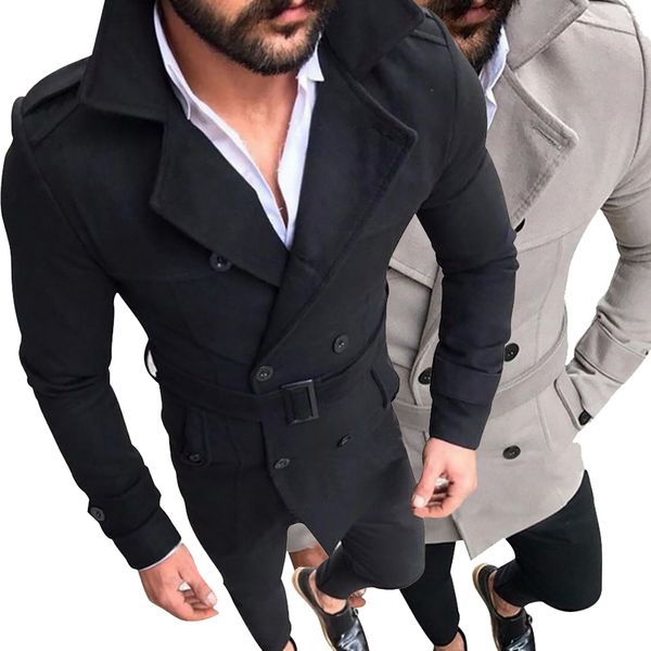 

Men Winter Warm Windbreaker Trench Woolen Coat Retro Jacket Men Coat Jackets Double Breasted Fashion Male Winter Autumn Overcoat