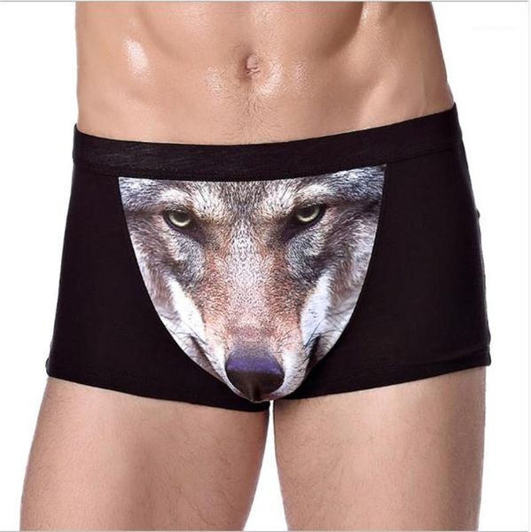 

animal printed fashion luxury underpants casual mens boxers underwear comfortable breathable mens designer puls size underwear 3d, Black;white