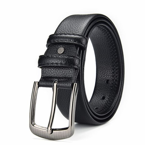 

men's belt pin buckle automatic lychee pattern belt pants european and american style, Black;brown