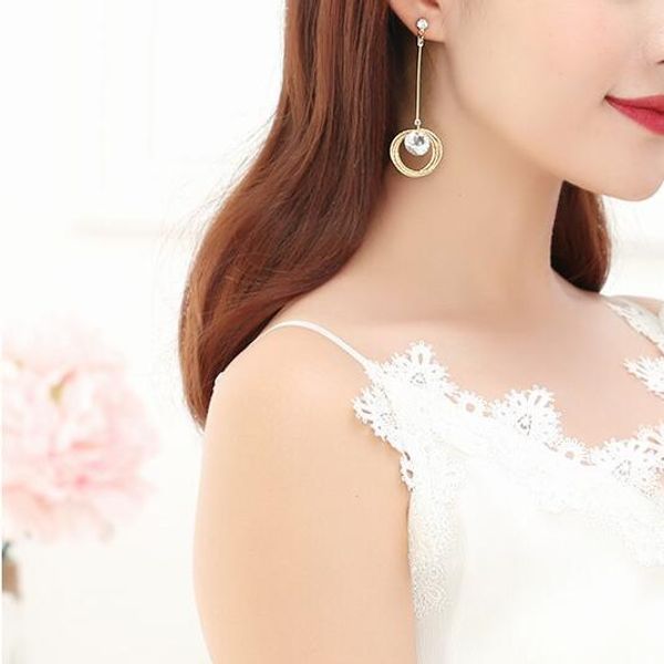 

long earrings pendant golden woman girl lady gift fashion party diamond ring fashion wholesale pop dress accessories, Silver