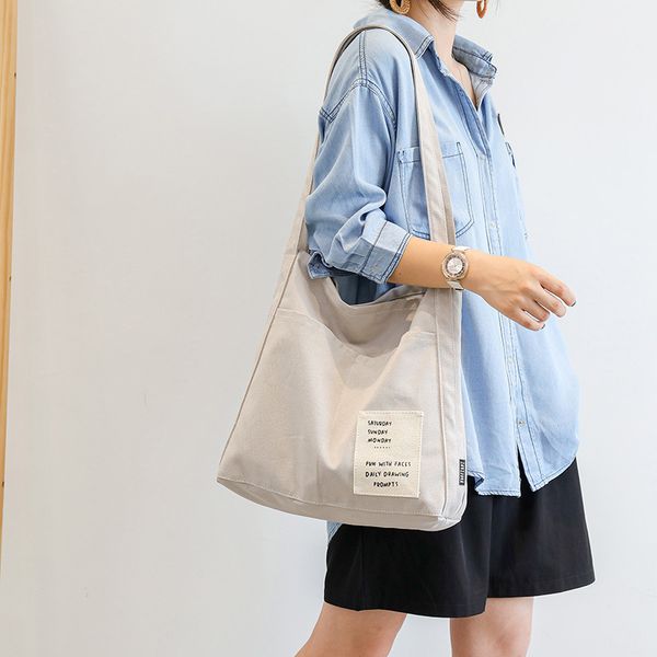 

korean-style artistic women's canvas handbag bag cool girl's simple large-capacity portable one-shoulder all-match canvas bag