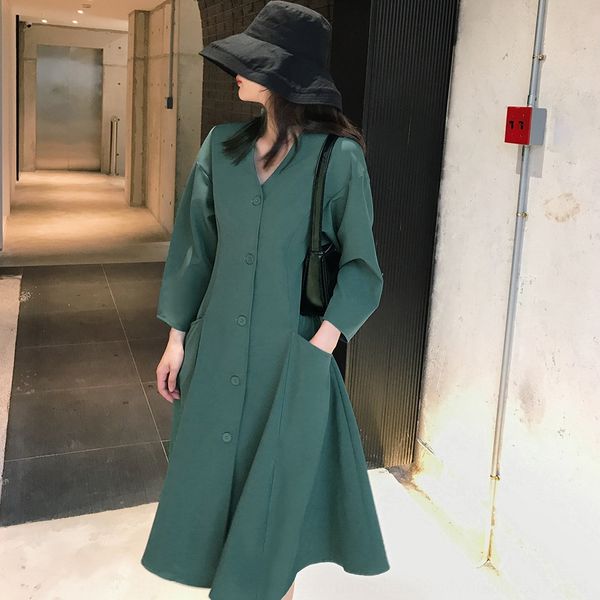 

2020 new early autumn suitable for large chic niche a- line a- line dresses formal dress dress high waist elegant women's clothing 7xdf, Black;gray