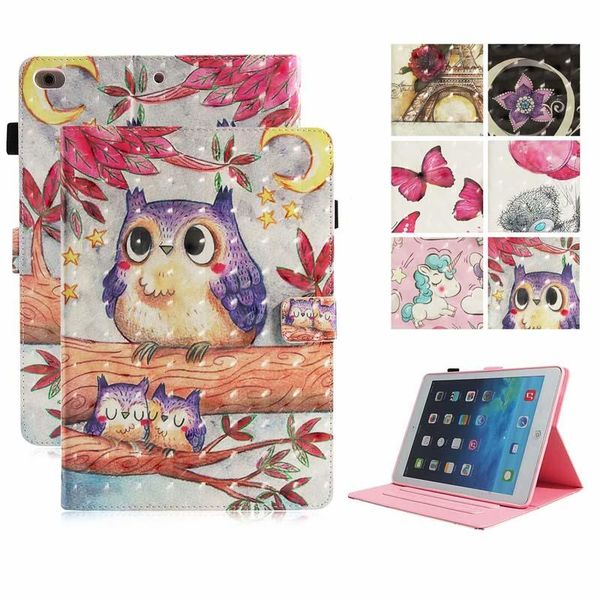 

cgjxs3d owl butterfly pattern wallet card holder stand pu leather smart case for ipad 5 /6 /8 /2017 2018 ipad mini 123 4 ipad 10 .2 inch 201