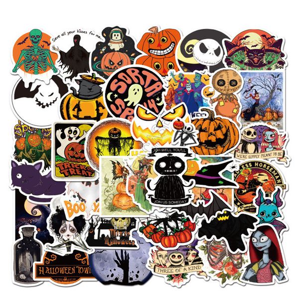 

halloween 50pcs diy car stickers poster bumper sticker waterproof decals lapskatebroad suitcase wall paster party home decor d91706