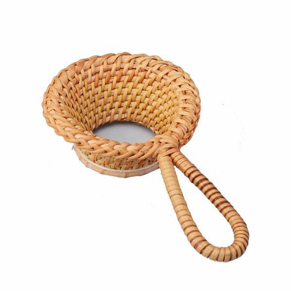 

hanging tea strainer infuser hand woven drinking rattan office tools long handle